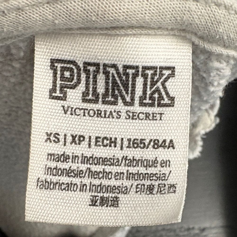 Victoria's Secret PINK Gray Hooded Sweatshirt Size XS Oversized Hoodie - Picture 4 of 6